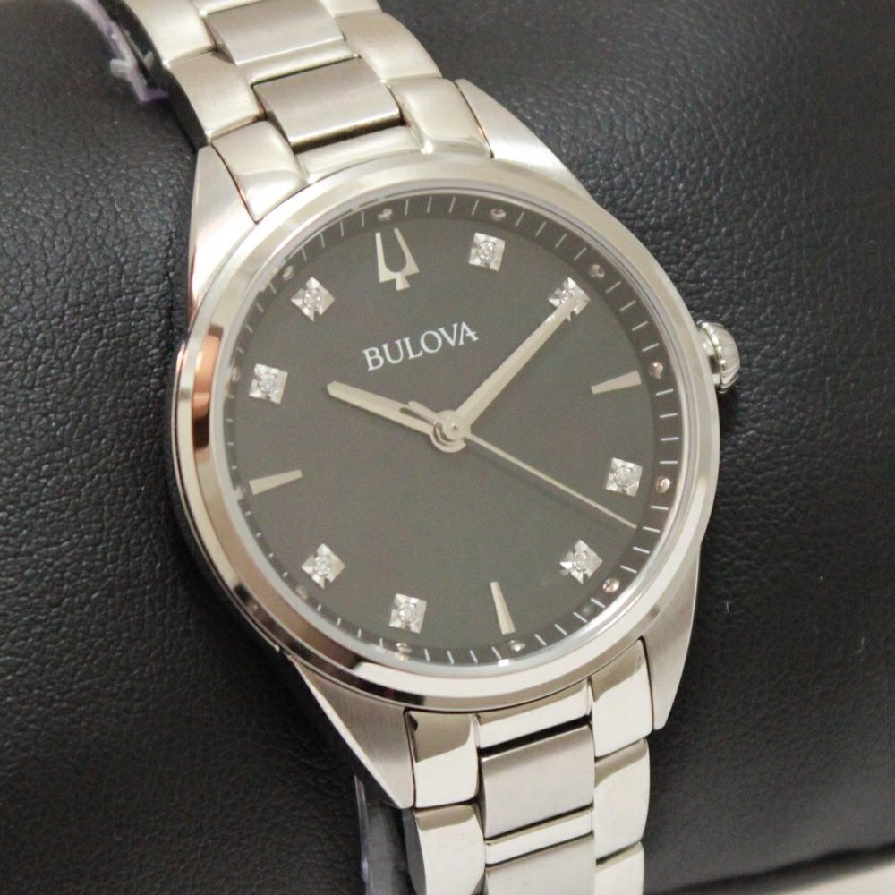 Bulova Sutton Ladies Watch Diamond Indices Black Mother Of Pearl Dial 33mm - Picture 5 of 13